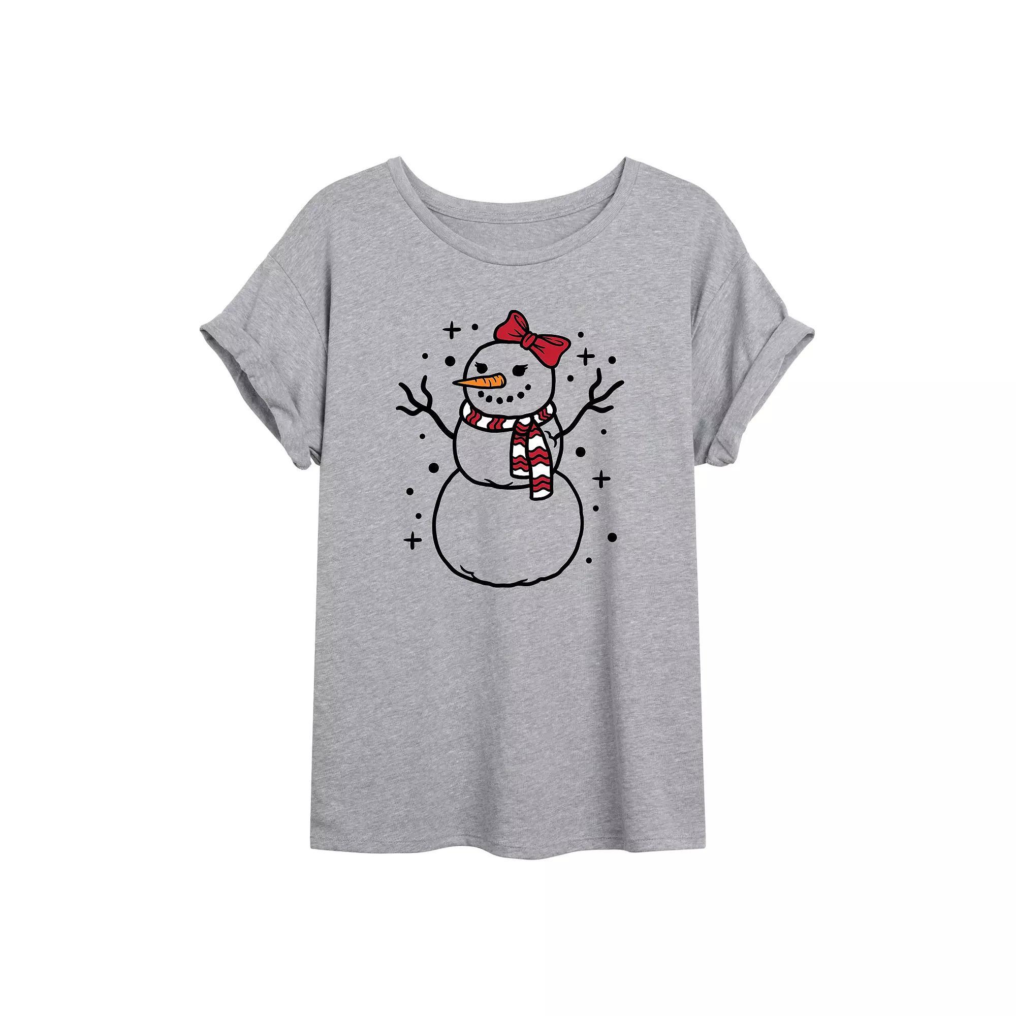 Juniors Snow Woman Oversized Graphic Tee, Girls Product Image