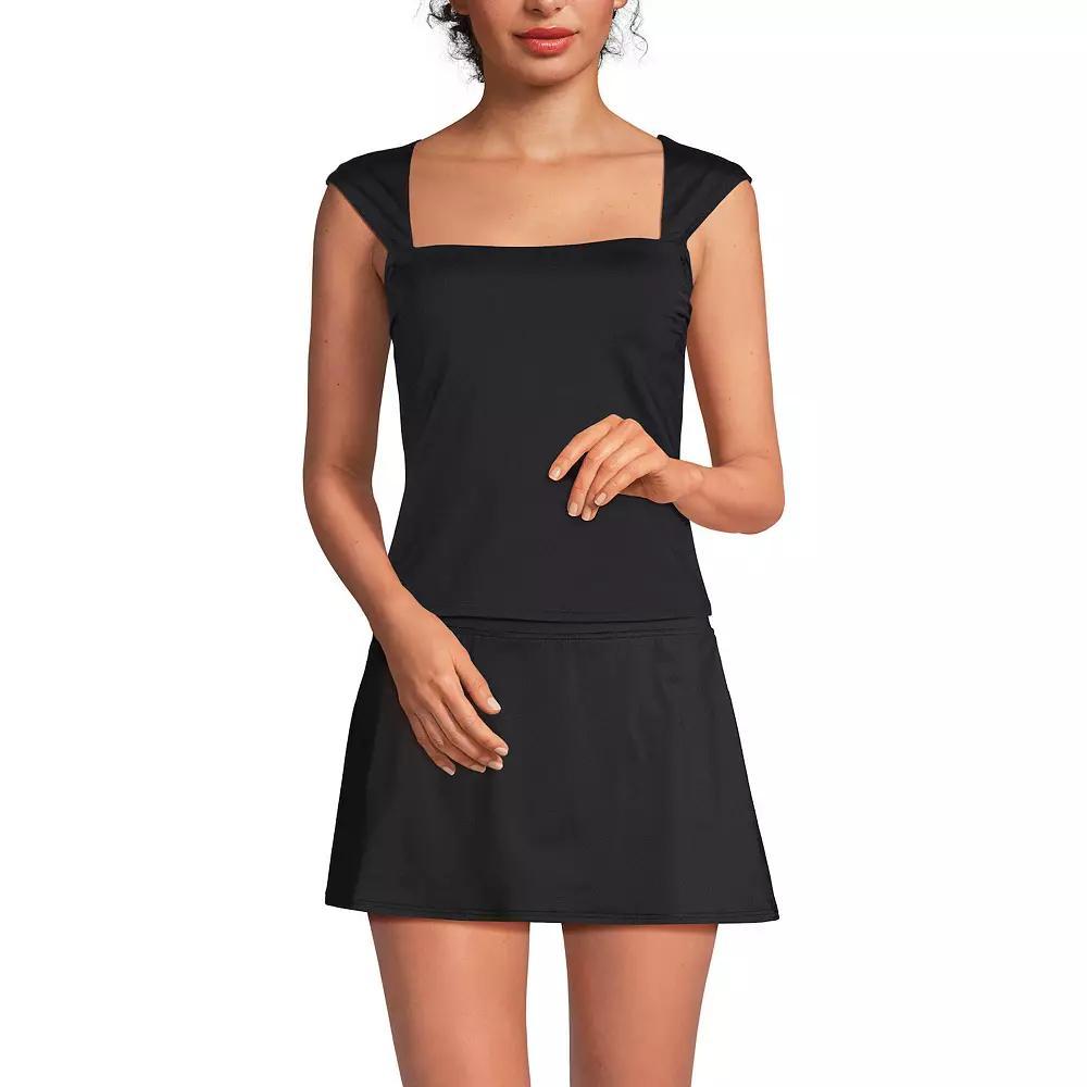 Women's Lands' End D-Cup Squareneck Underwire Tankini Top, Size: 10D, Black Product Image