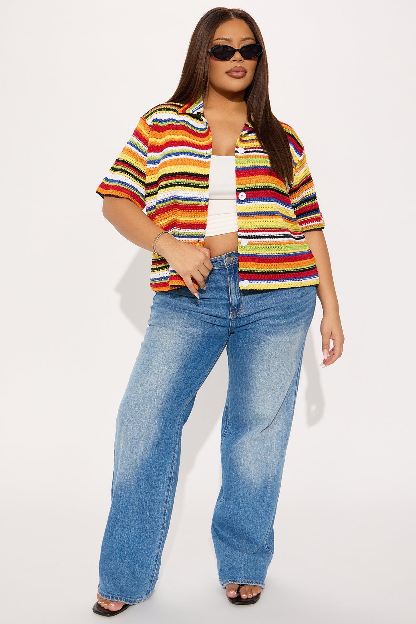 Vivid Dreams Short Sleeve Crochet Cardigan - Multi Color Product Image