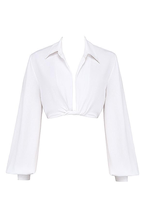 Palmer White Plunge Blouson Top Product Image
