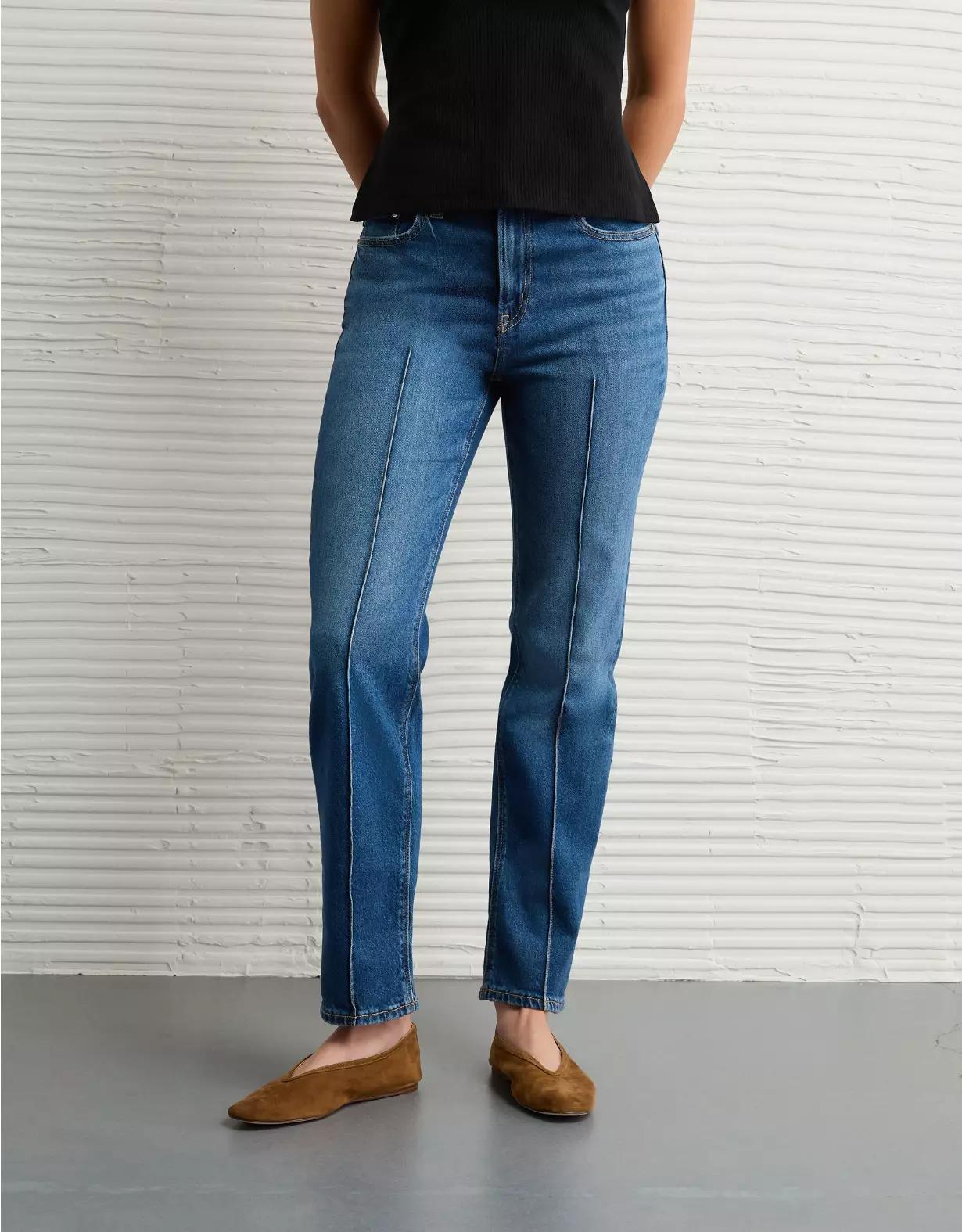 AE Stretch Super High-Waisted Ankle Straight Jean Product Image