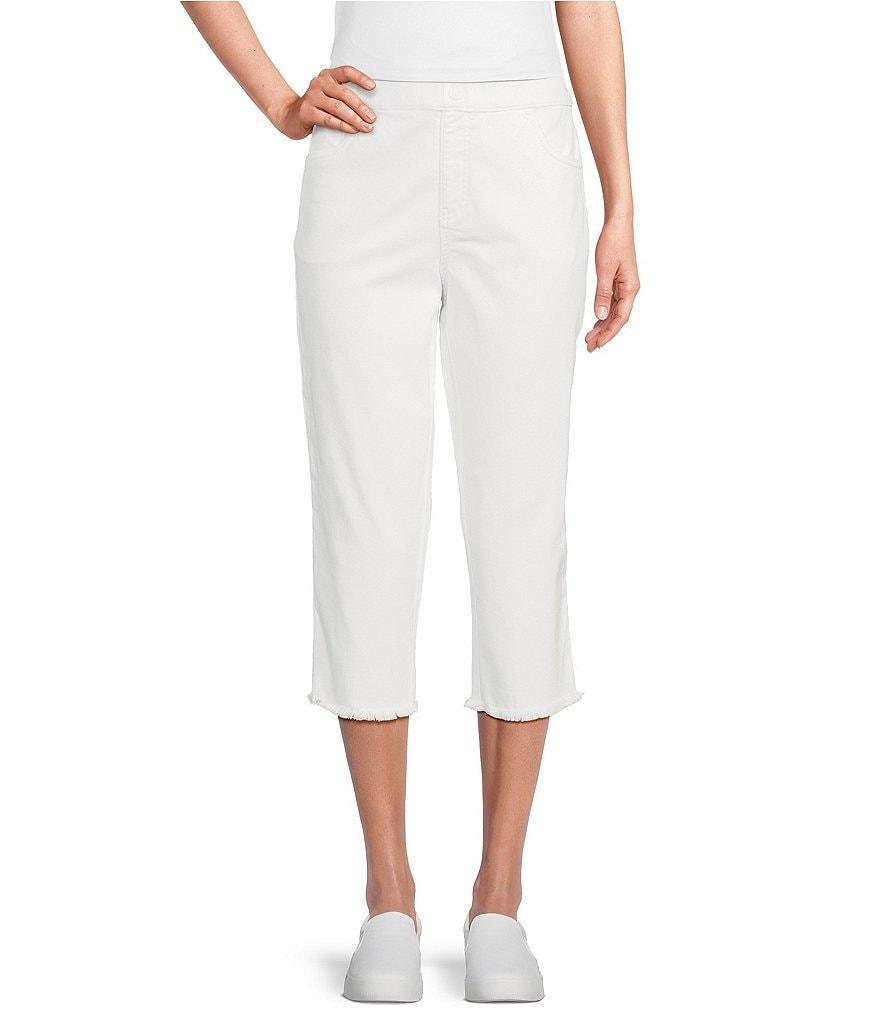 Intro Straight Slim Leg Frayed Hem Capri Pull-On Pants Product Image