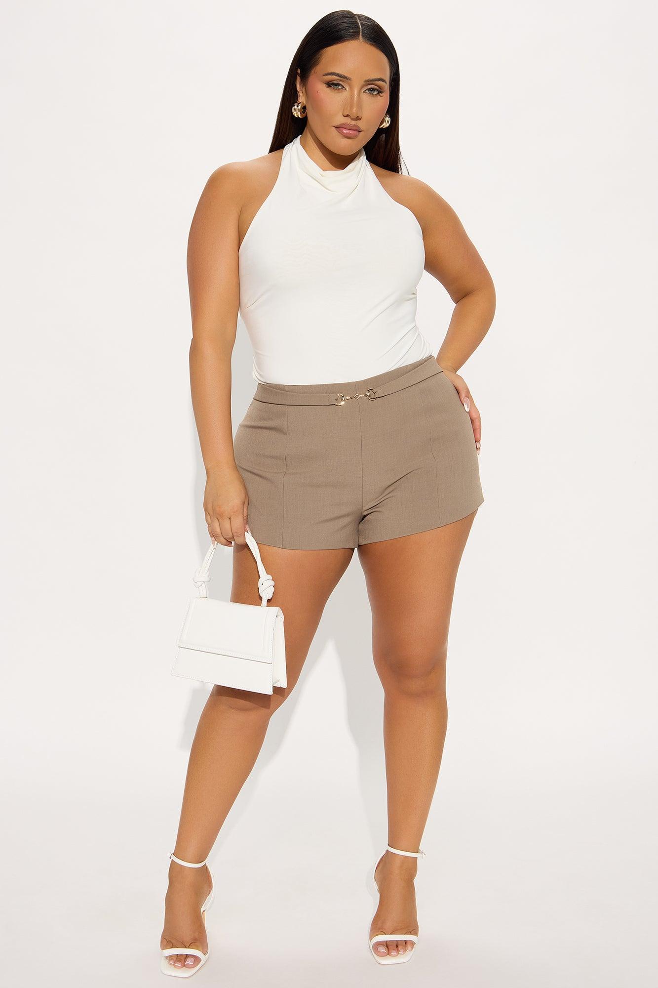 Business Only Belted Micro Trouser Short - Taupe Product Image