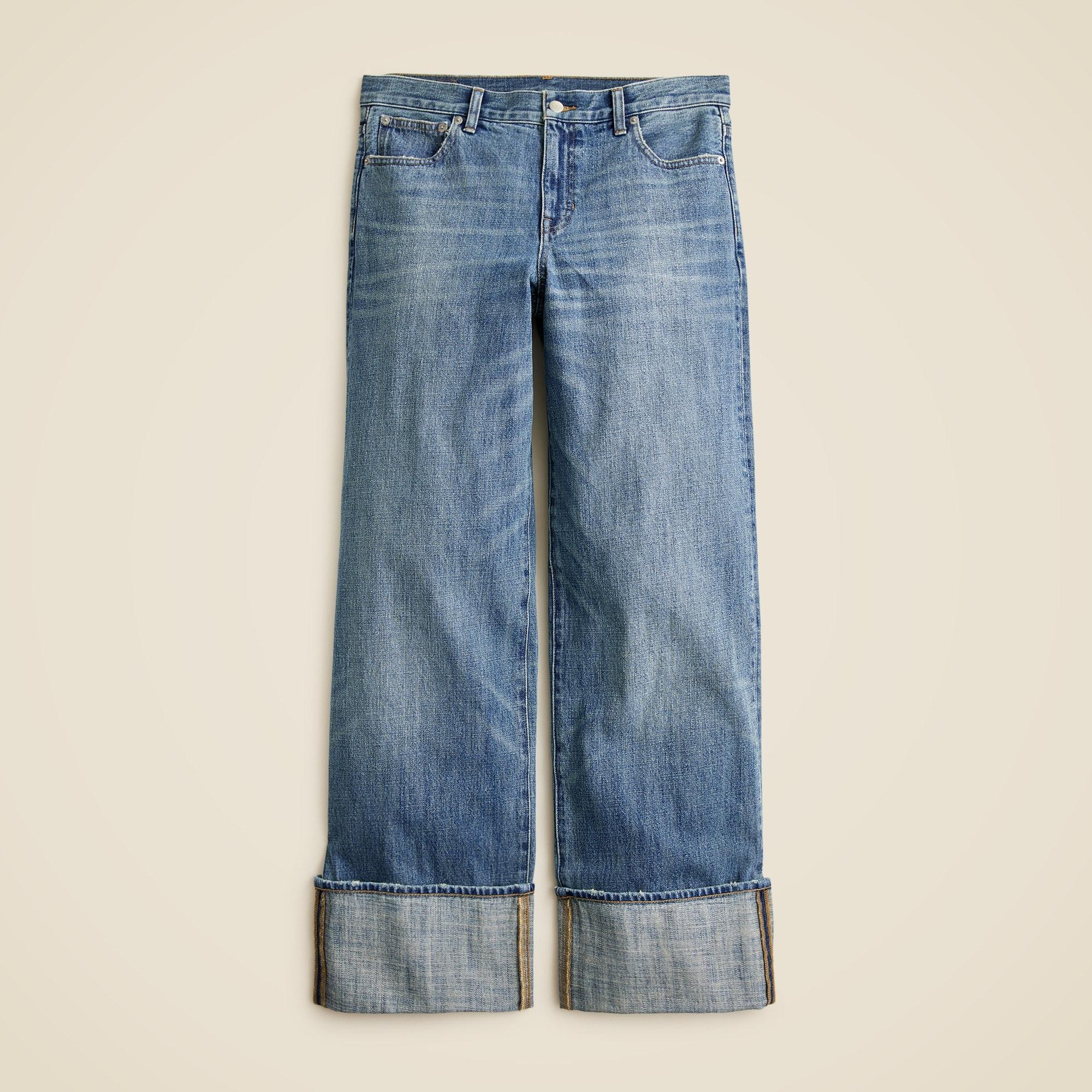 Cuffed lower-rise wide-leg jean Product Image