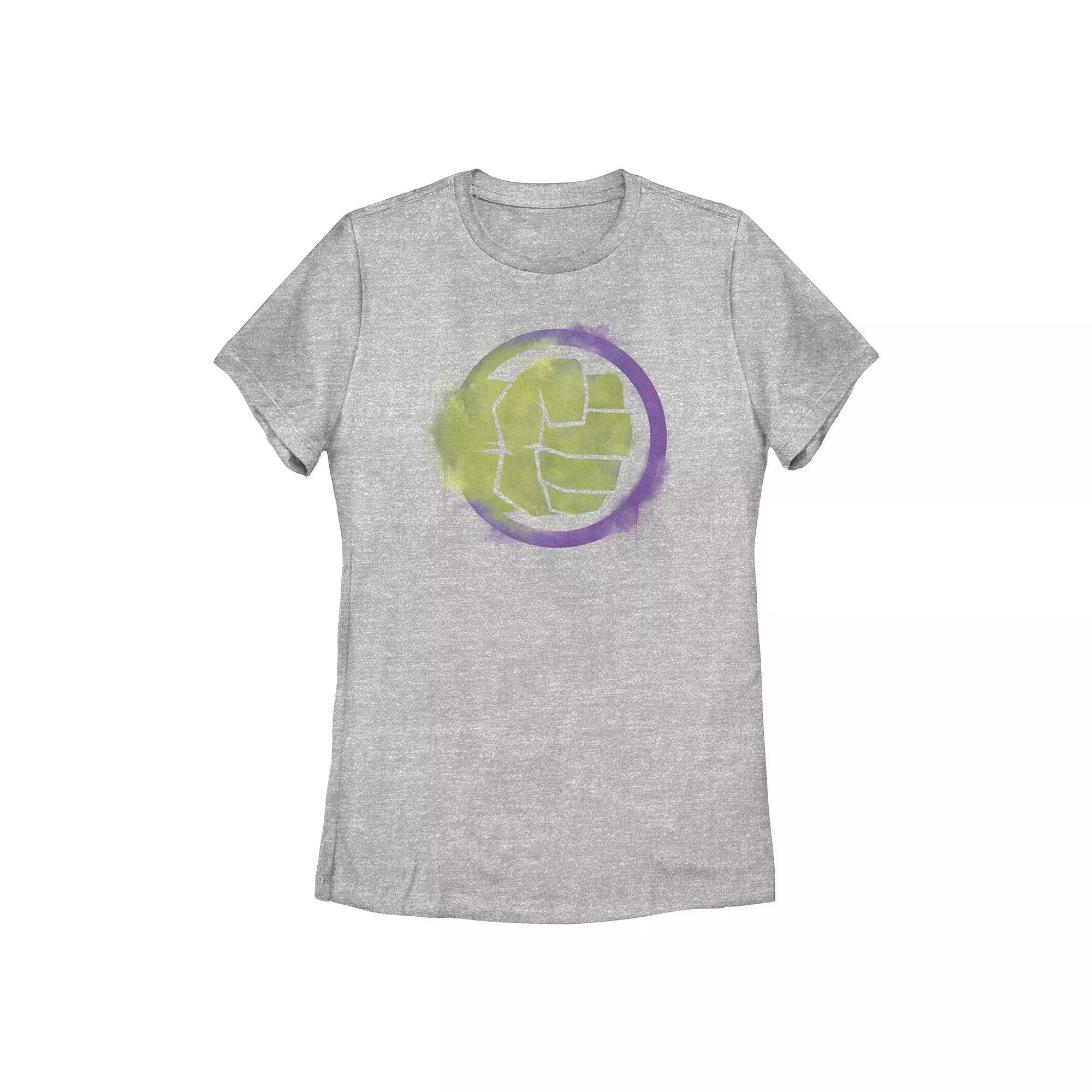 Juniors' Marvel Hulk Spray Paint Logo Tee, Girl's, Size: XL, Athletic Grey Product Image