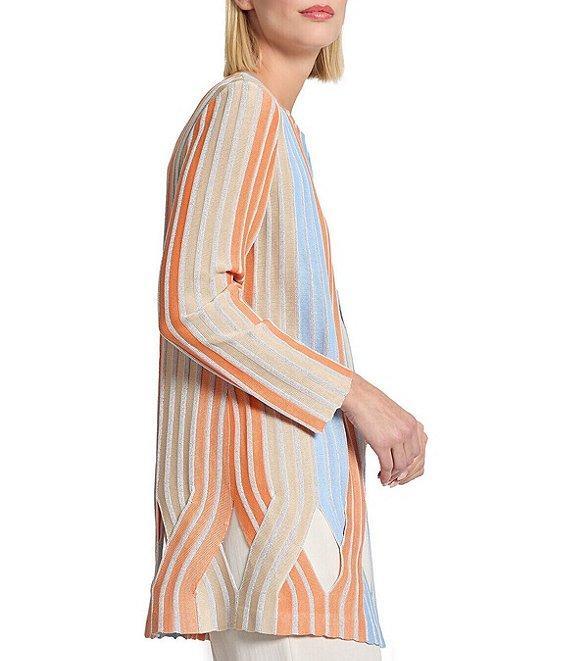 MISOOK Lurex Multi-Stripe Jewel Neck Bracelet Sleeve Diamond Cutout Jacket Product Image