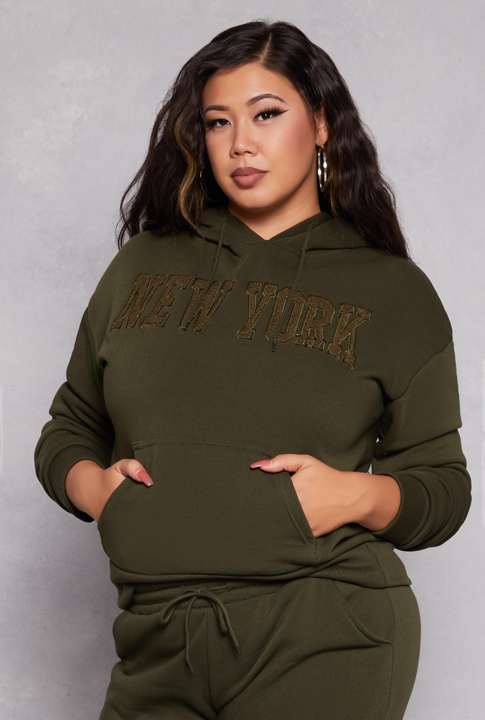 Womens Plus Size New York Chenille Graphic Pullover Hoodie Product Image