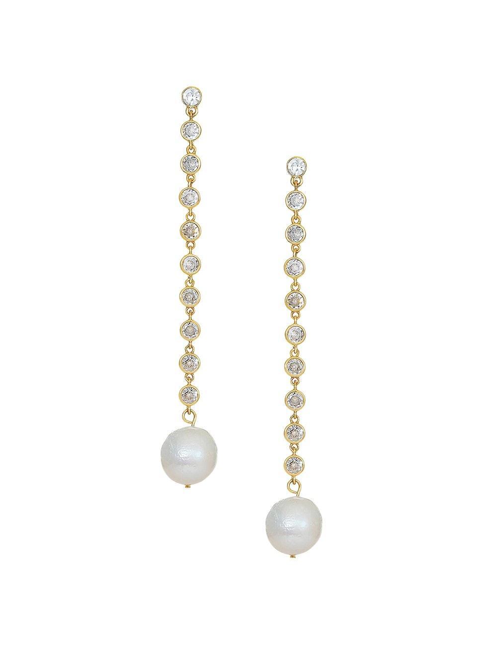 Ettica Cultured Freshwater Pearl & Crystal Linear Drop Earrings Product Image