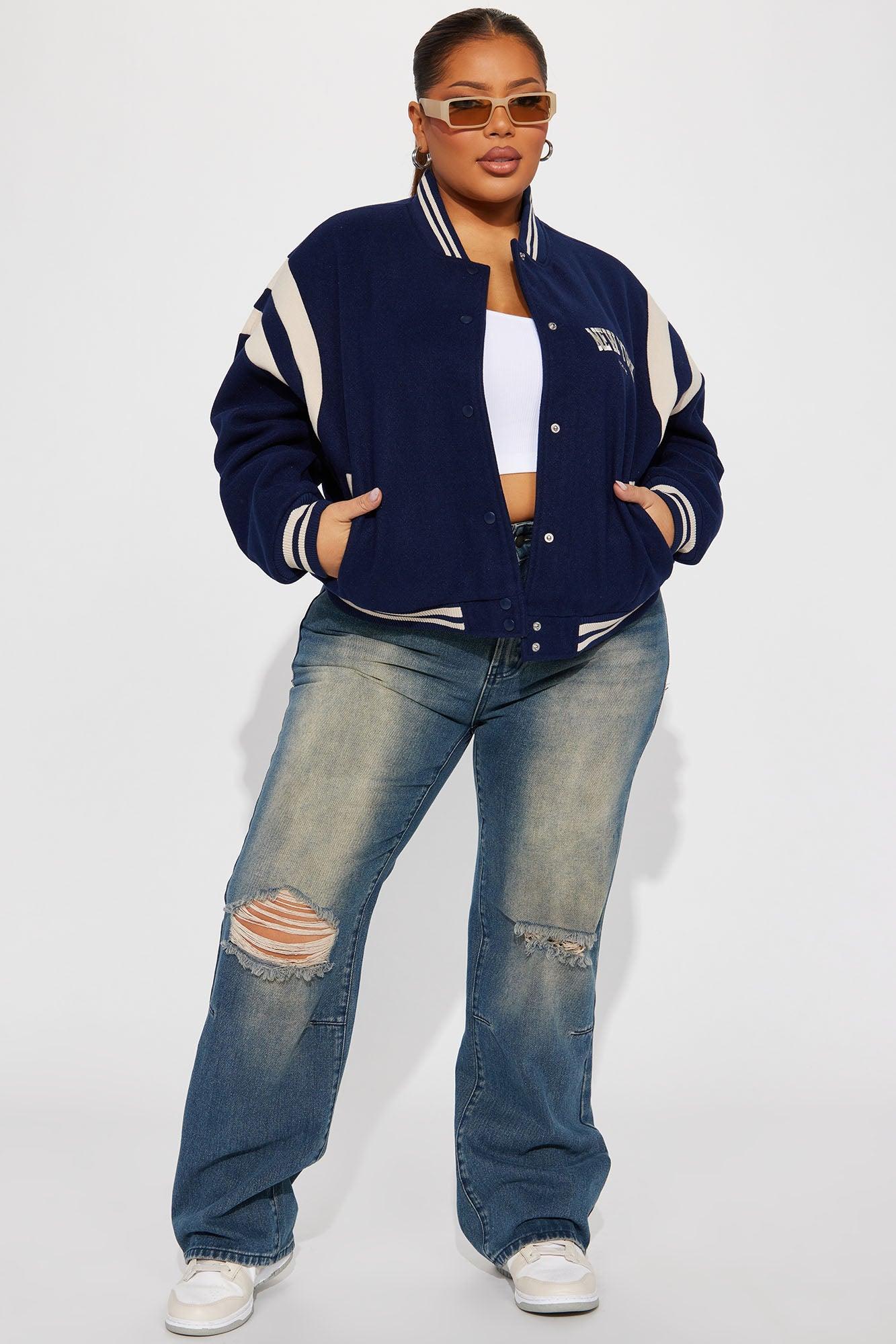 Manhattan Babe Varsity Jacket - Navy Product Image