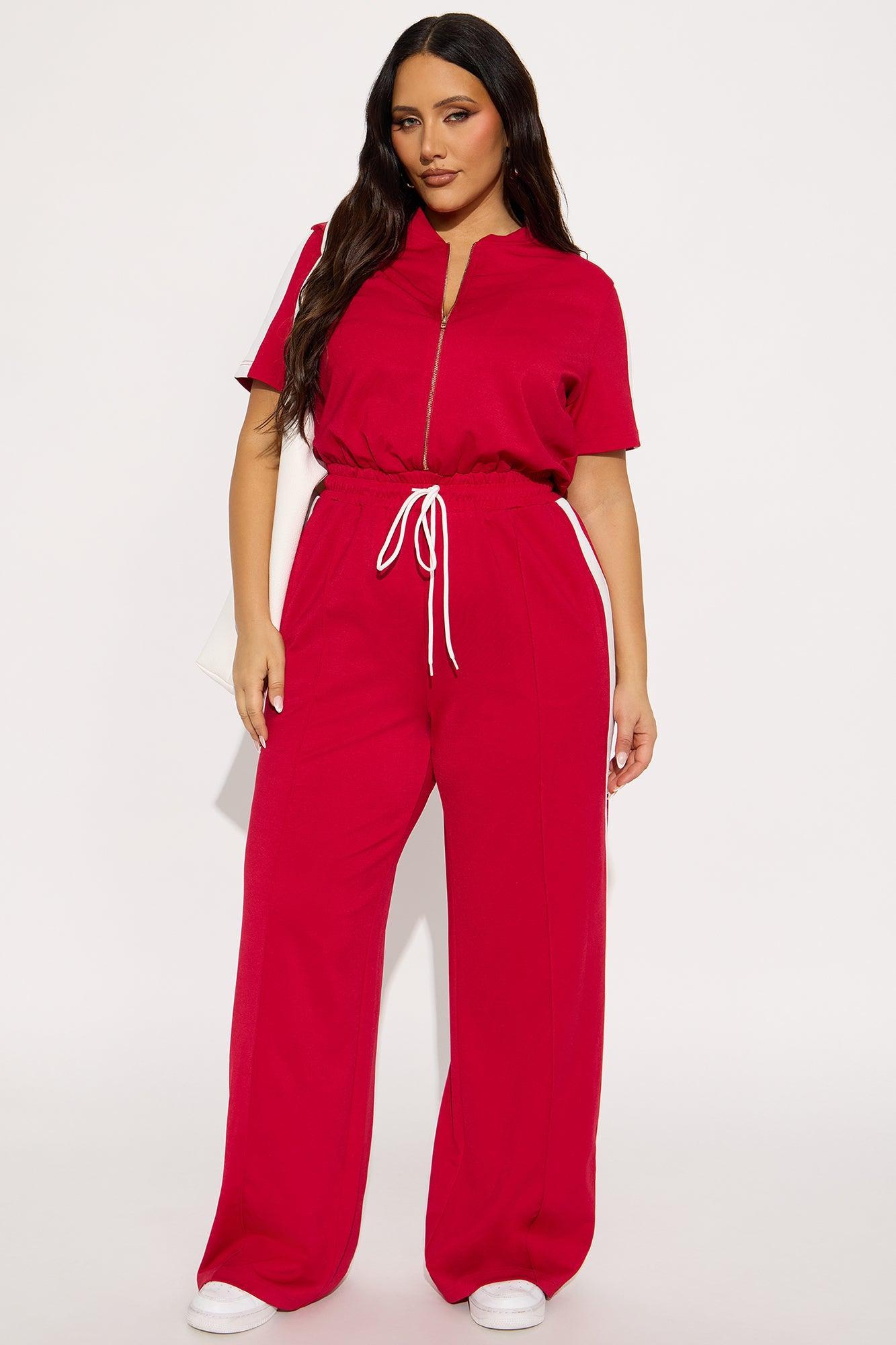 Lianna Short Sleeve Jumpsuit - Red Product Image