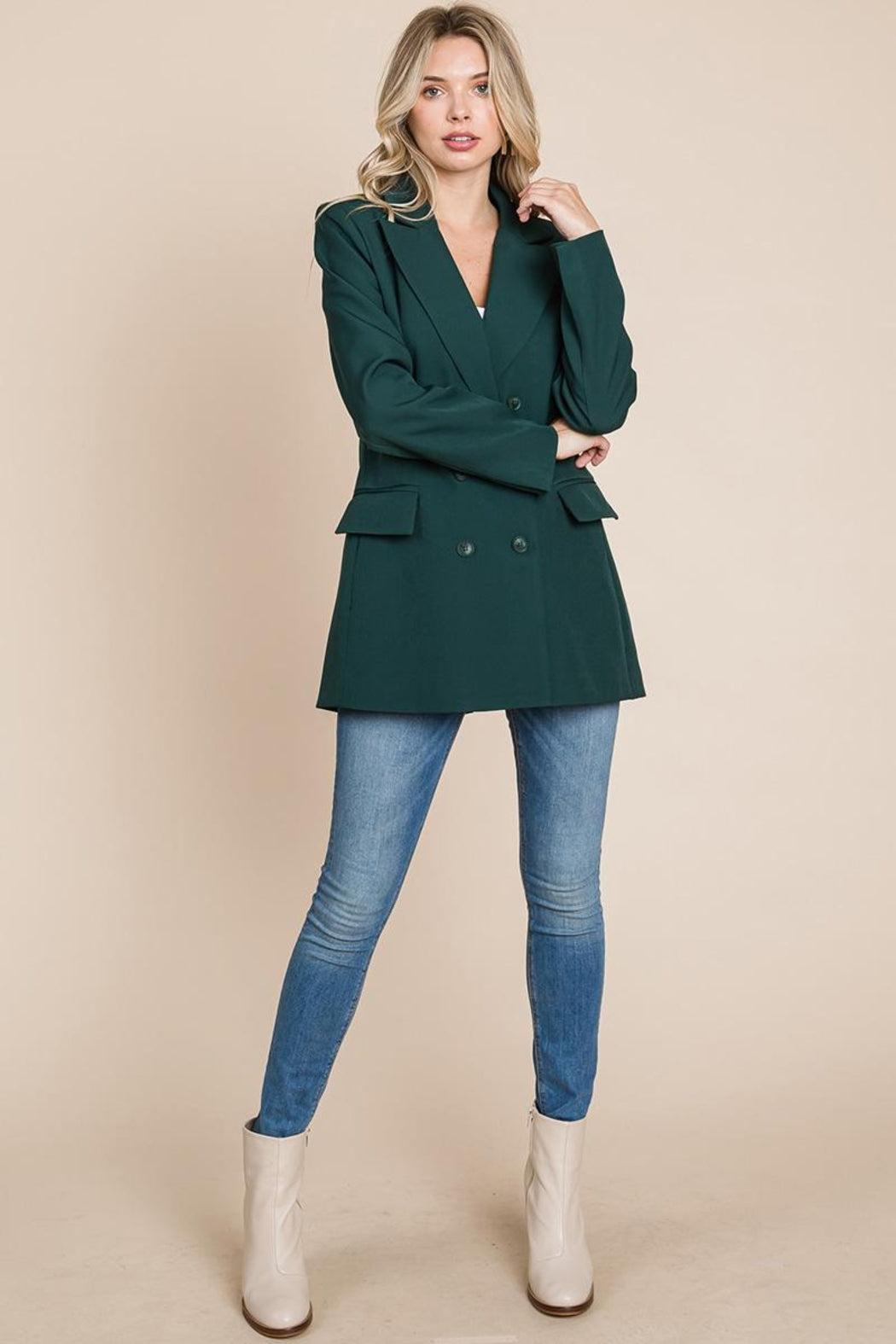 Collar Long Double Breasted Blazer Jacket Female Product Image