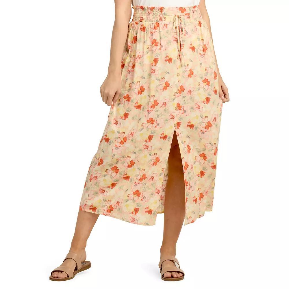 Women's AB Studio Pull-On Split-Front Skirt, Size: XL, Peach Orange Floral Product Image
