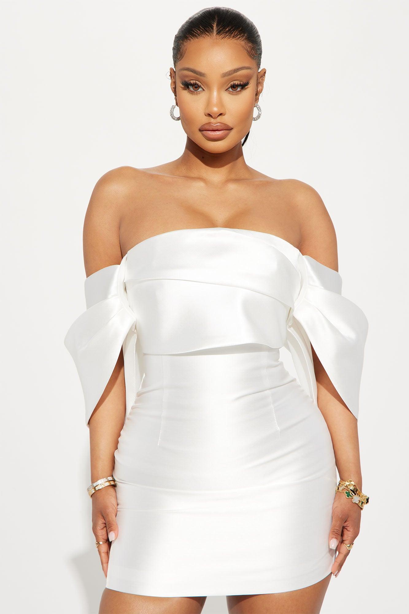 Allison Taffeta Mini Dress - White Product Image