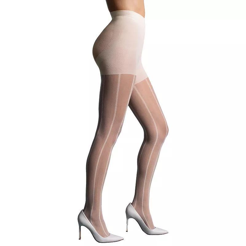 L'eggs Women's Striped 360 Contour Sheer Tights - Chalk White XL: High Waisted, Control Top, Tummy & Thigh Slimming Product Image