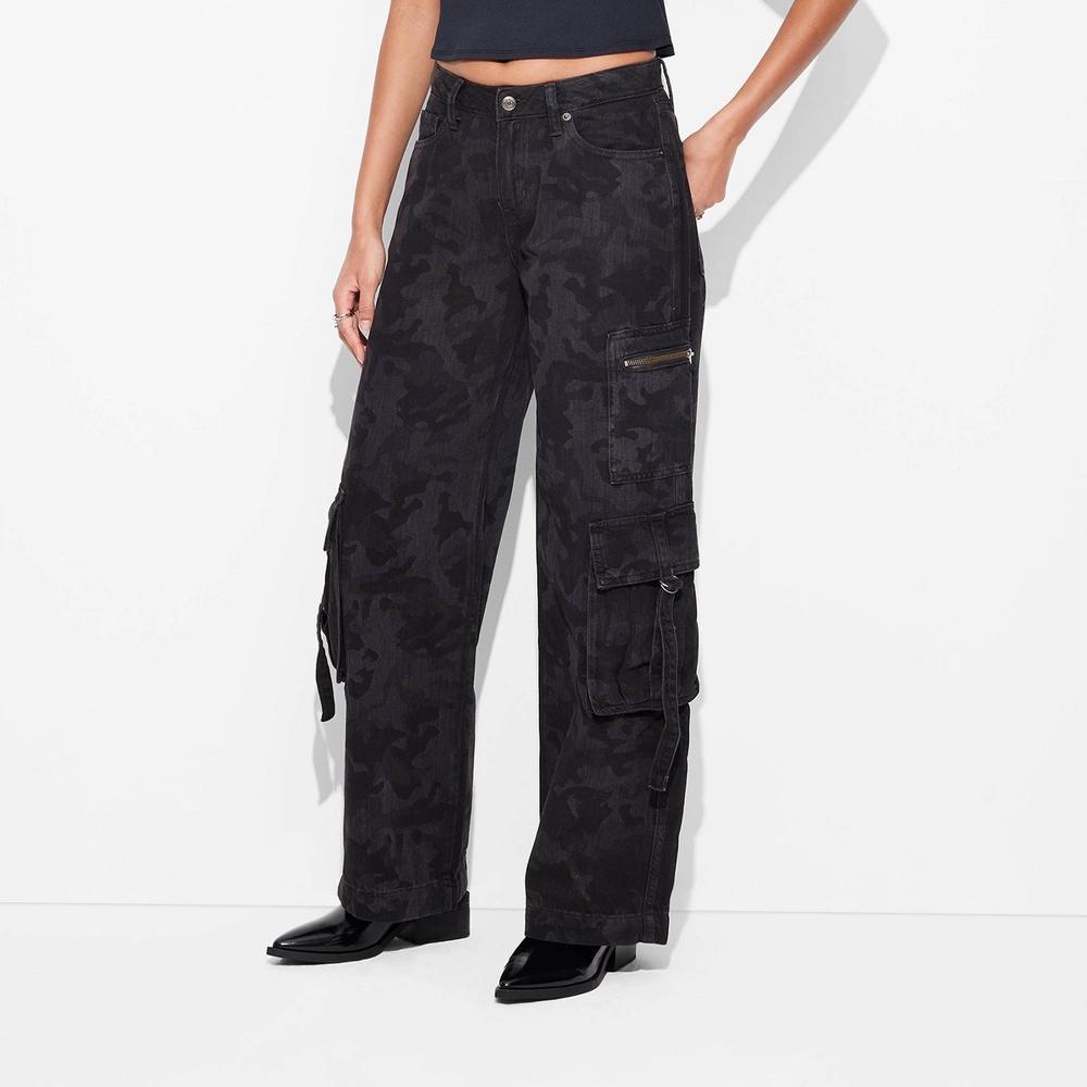 Women's Mid-Rise Wide Leg Cargo Baggy Pants - Wild Fable™ Product Image