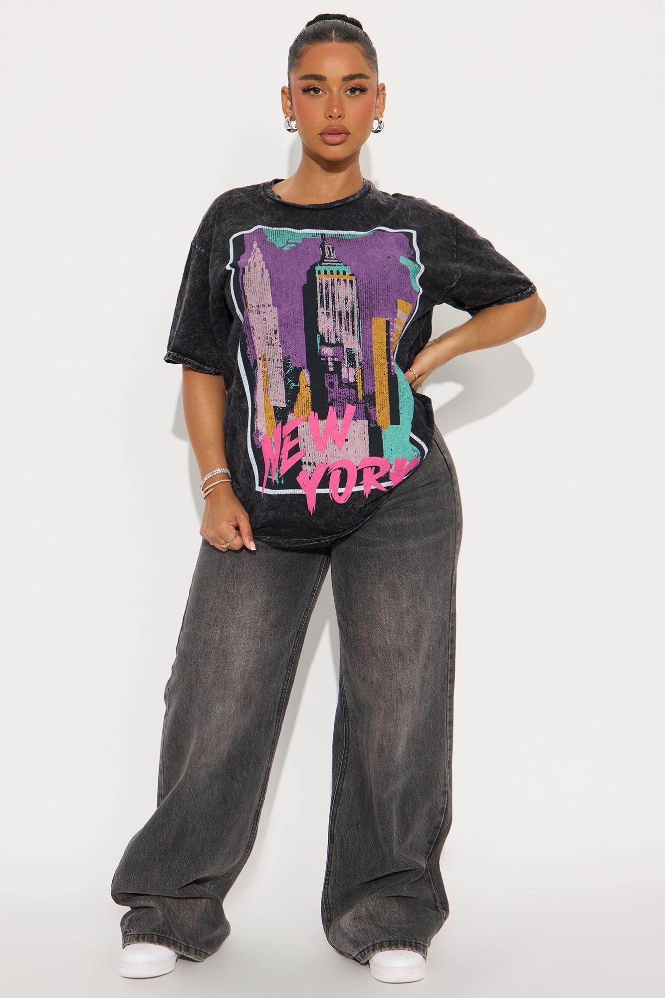 NYC Empire State Washed Oversized Tee - Black Product Image