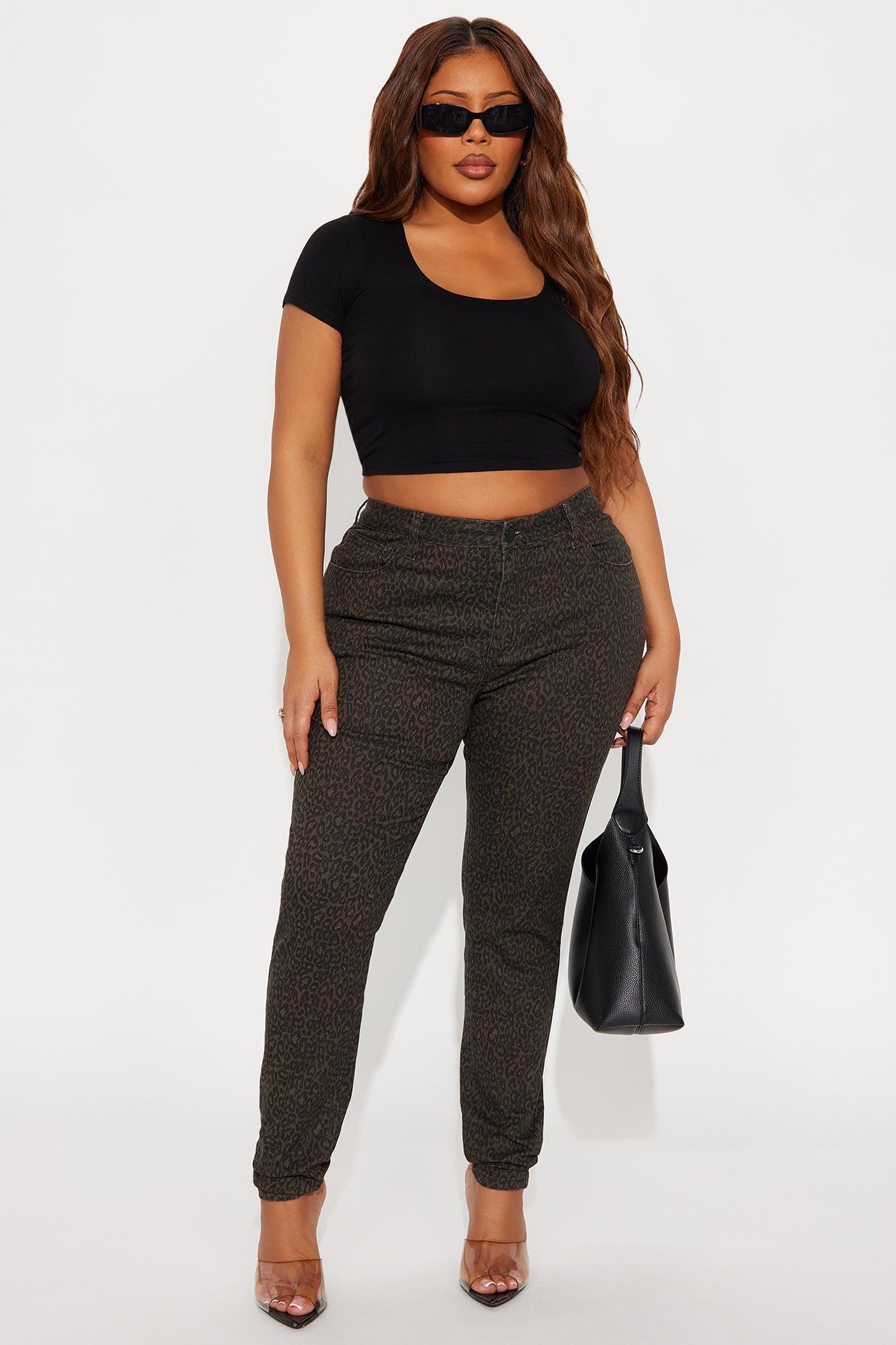 Skinny Uniform Leopard Pants - Chocolate/Combo Product Image
