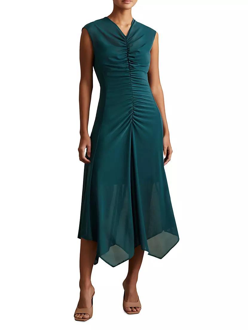 Lyra Ruched Mesh Midi-Dress Product Image