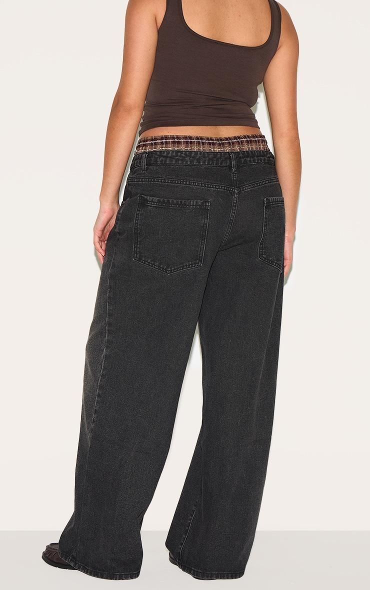 Plus Black Denim Double Layered Boxer Boyfriend Jeans Product Image