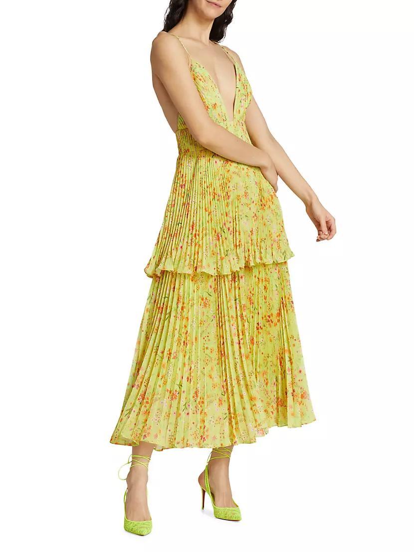 Nico Floral Pleated Tiered Midi-Dress Product Image