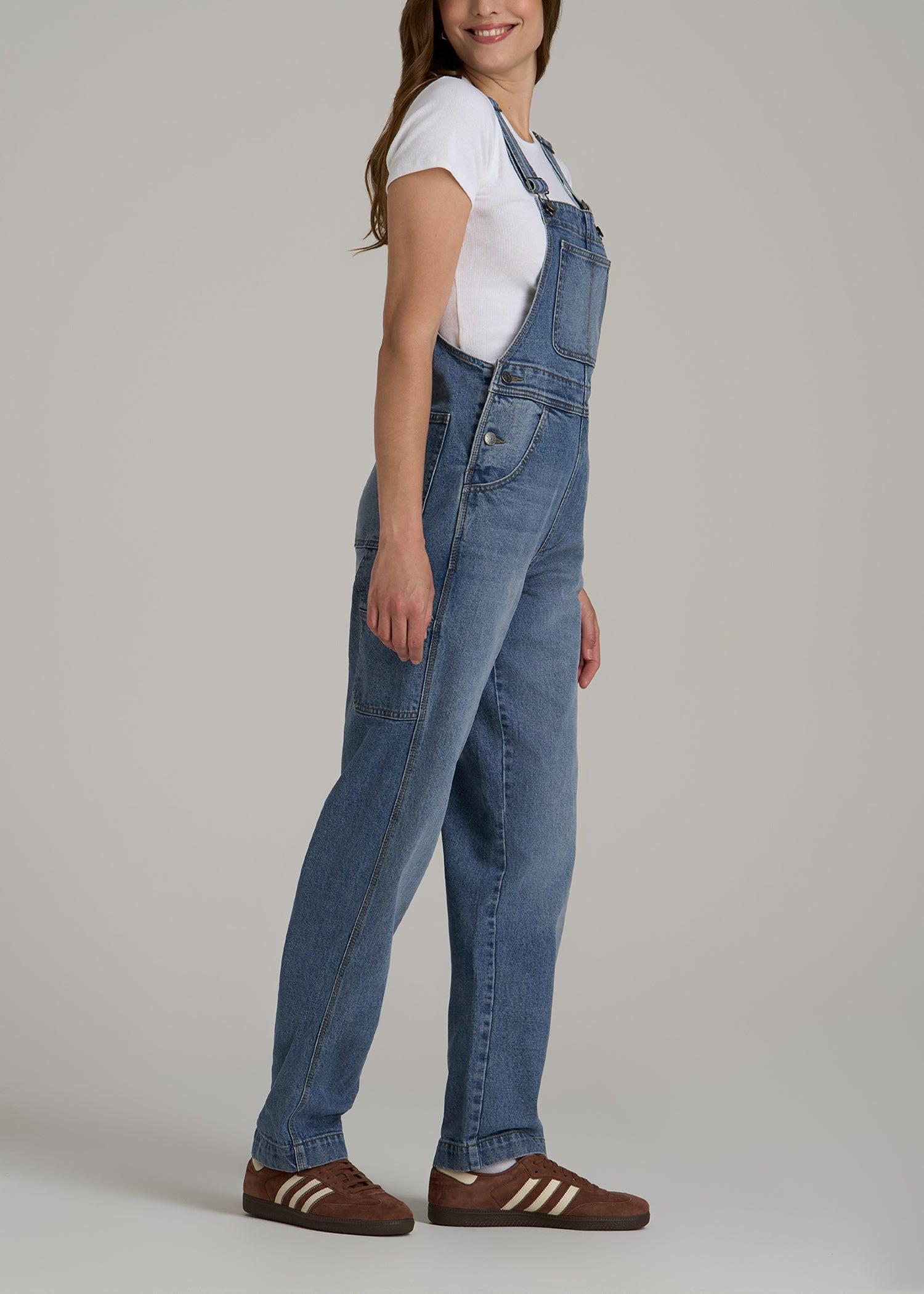 Denim Overalls for Tall Women in Malibu Blue Product Image