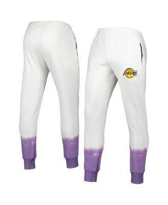 Men's FISLL Oatmeal Los Angeles Lakers Double Dribble Tie-Dye Fleece Jogger Pants, Size: XL, Team Product Image