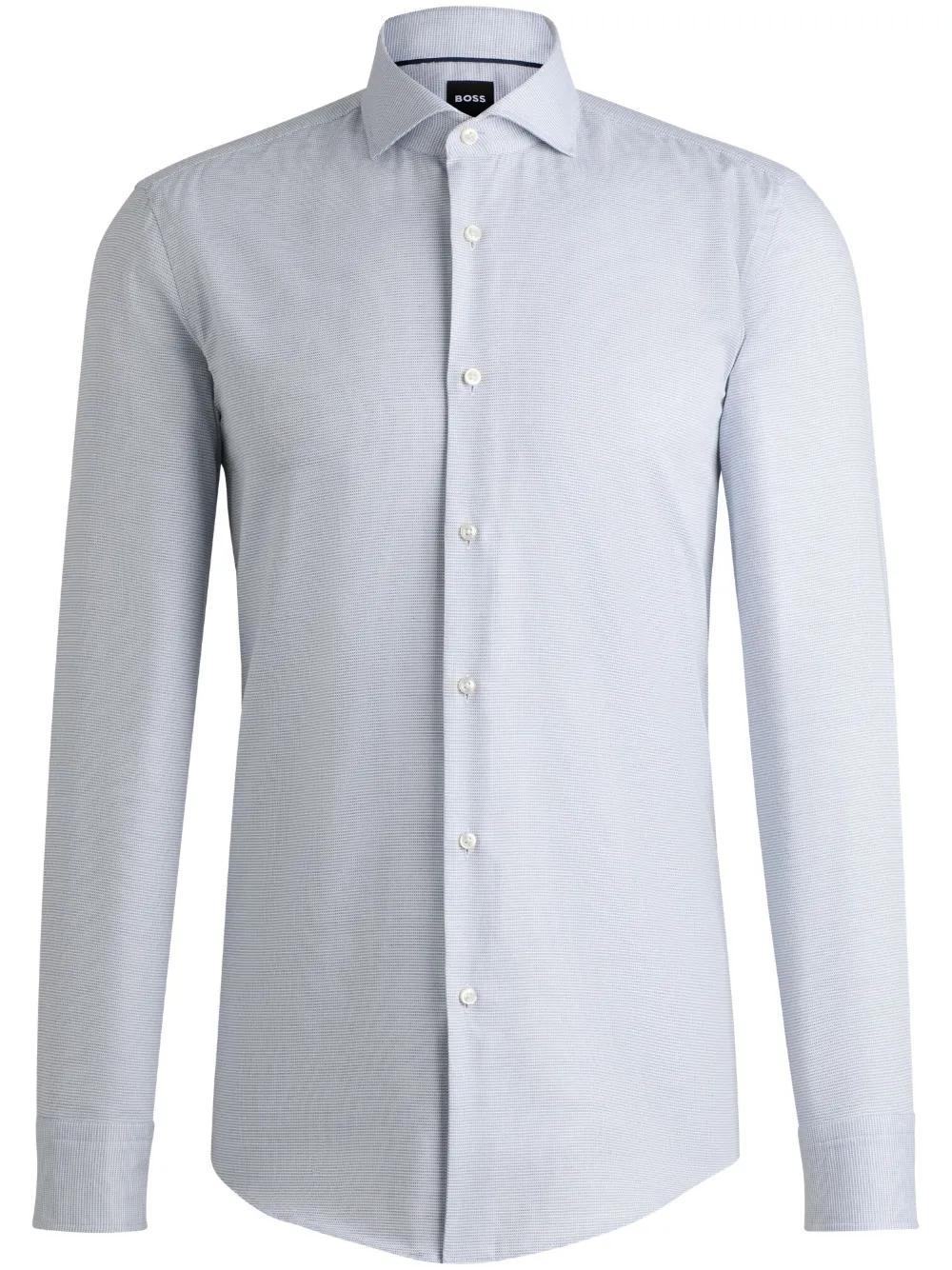 HUGO BOSS Slim-fit Shirt In Structured Cotton In Light Blue Product Image