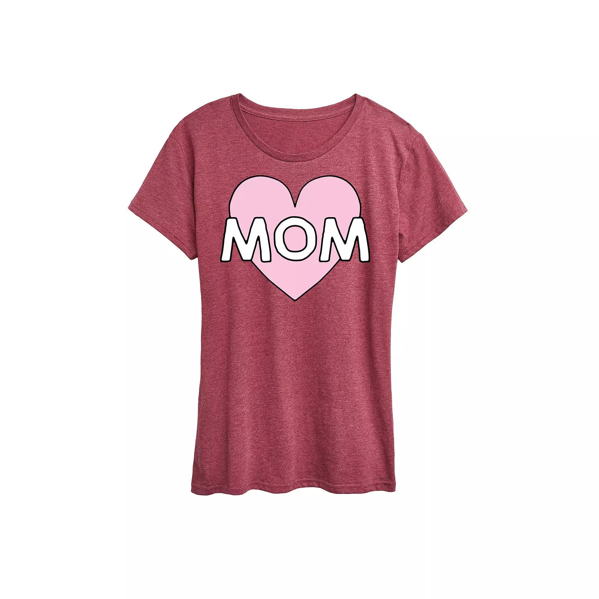 Women's Mom Heart Graphic Tee, Size: Medium, Grey Gray Product Image