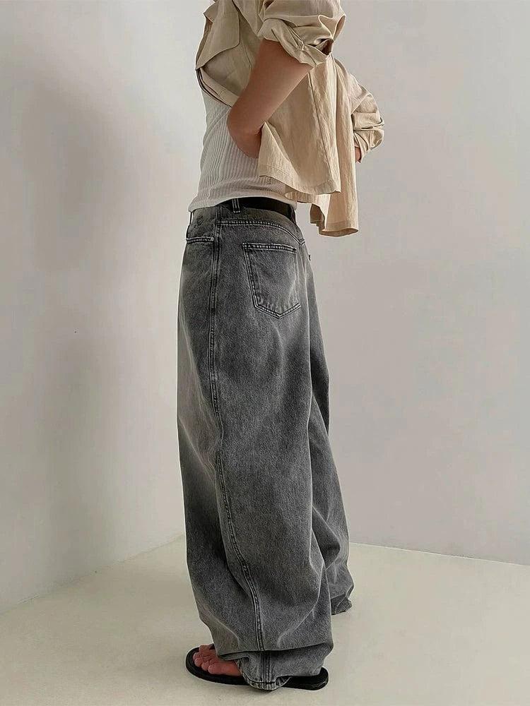 RT No. 19035 WASHED BAGGY STRAIGHT JEANS Product Image