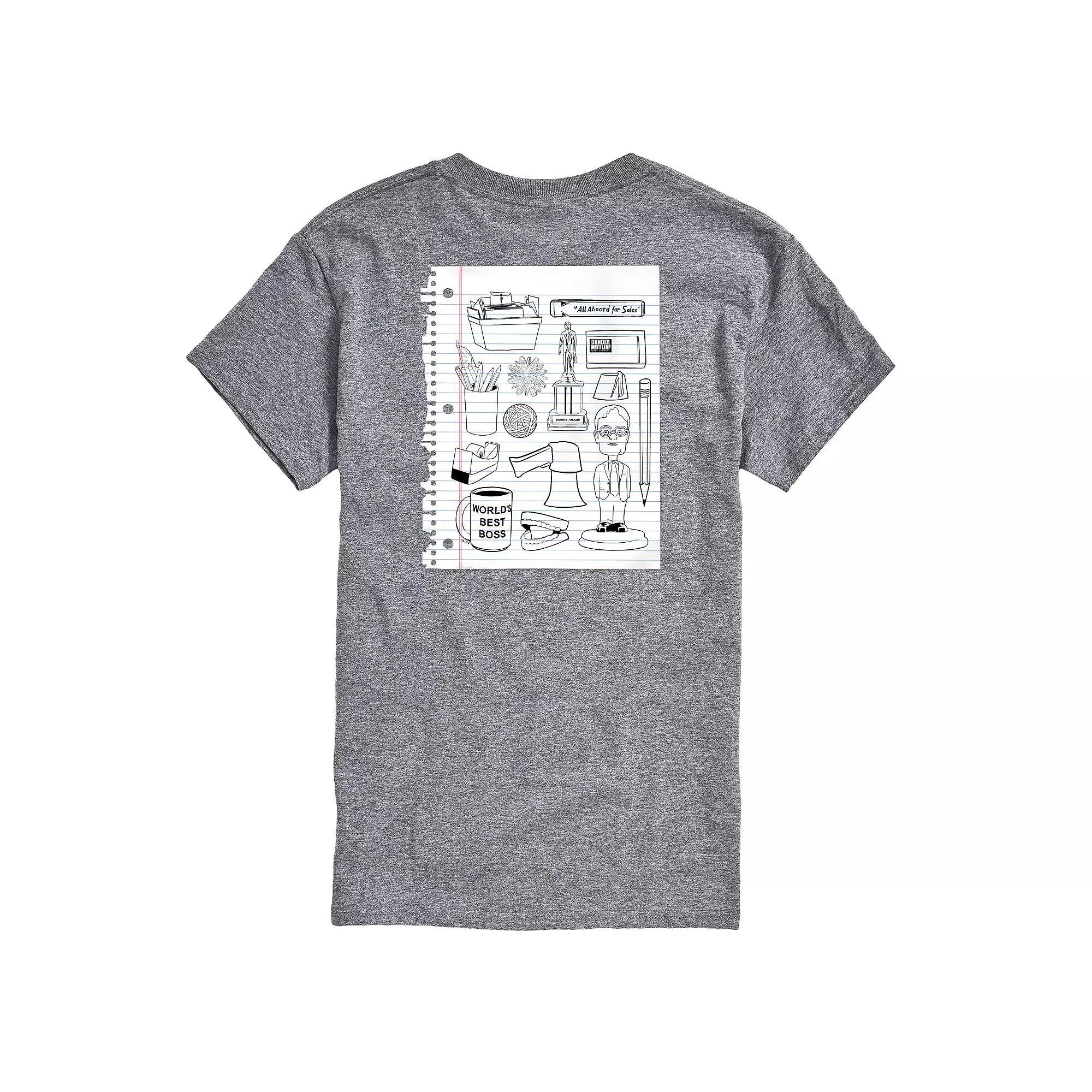 Mens The Office Notebook Scribbles Graphic Tee Grey Gray Product Image