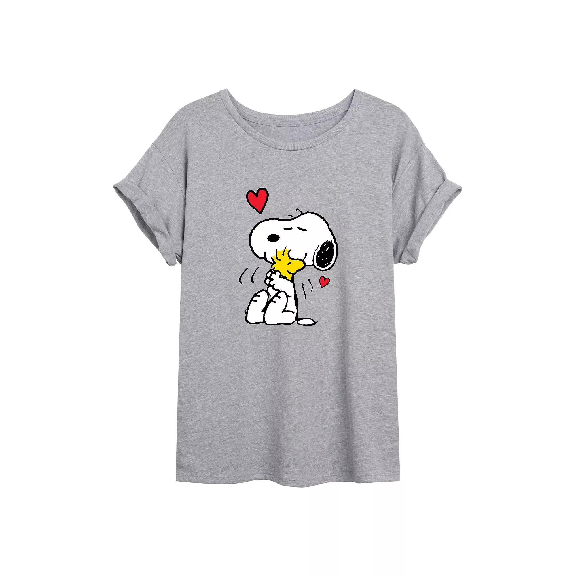 Juniors Peanuts Snoopy Hug Oversized Tee, Girls Product Image