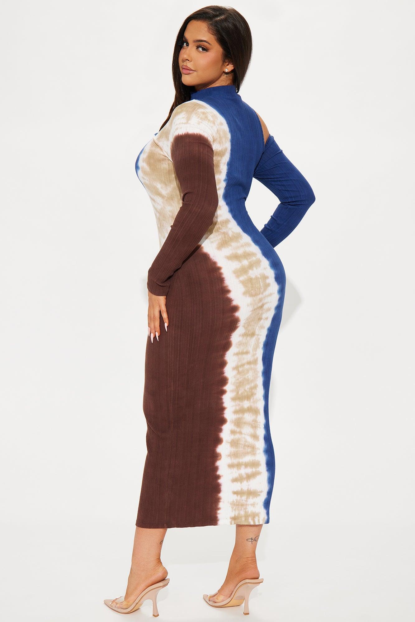 Splash of Tie Dye Midi Dress - Navy/combo Product Image