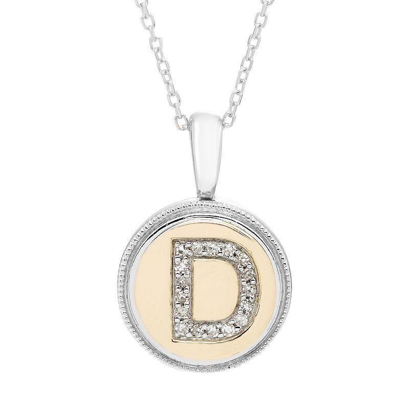 Its Personal 14k Gold Over Sterling Silver Diamond Accent Initial Pendant Necklace, Womens Two Tone H Product Image