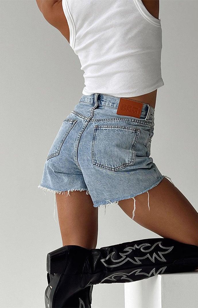 Princess Polly Women's Xena Light Wash Denim Shorts Product Image