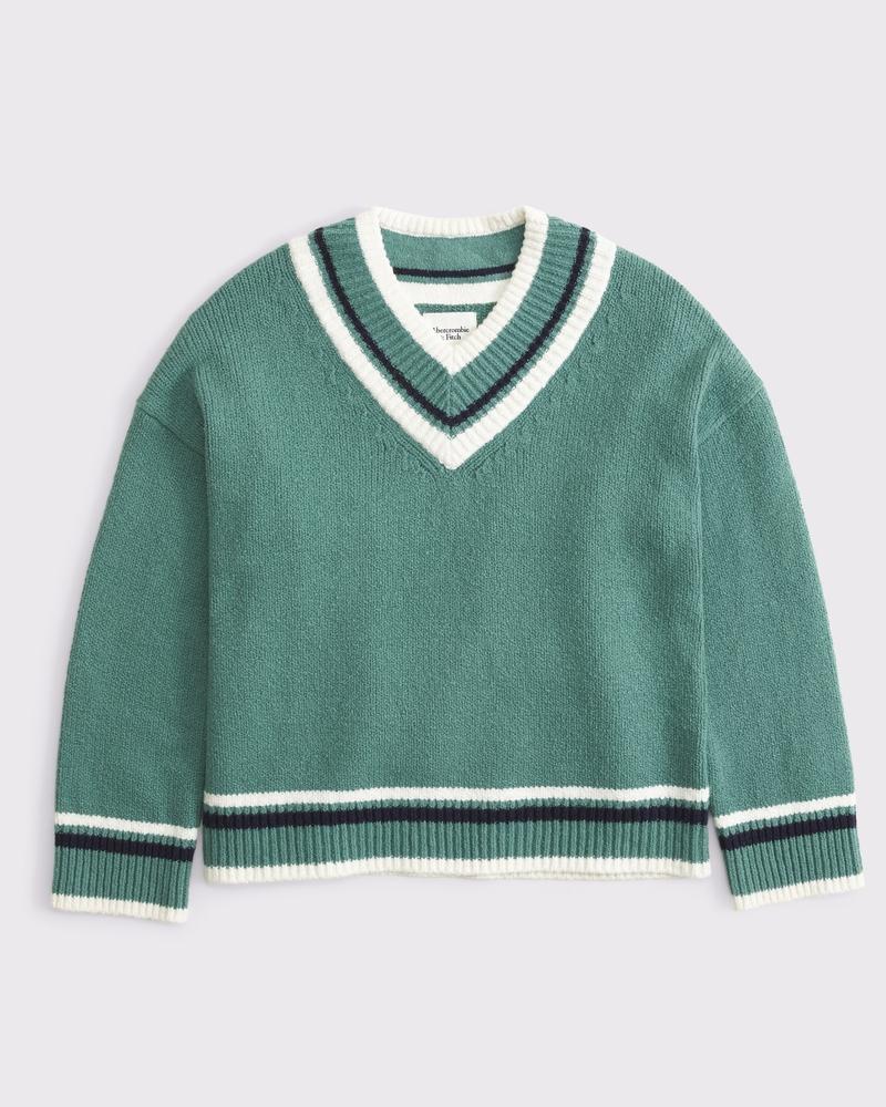 Relaxed Textural V-Neck Sweater Product Image
