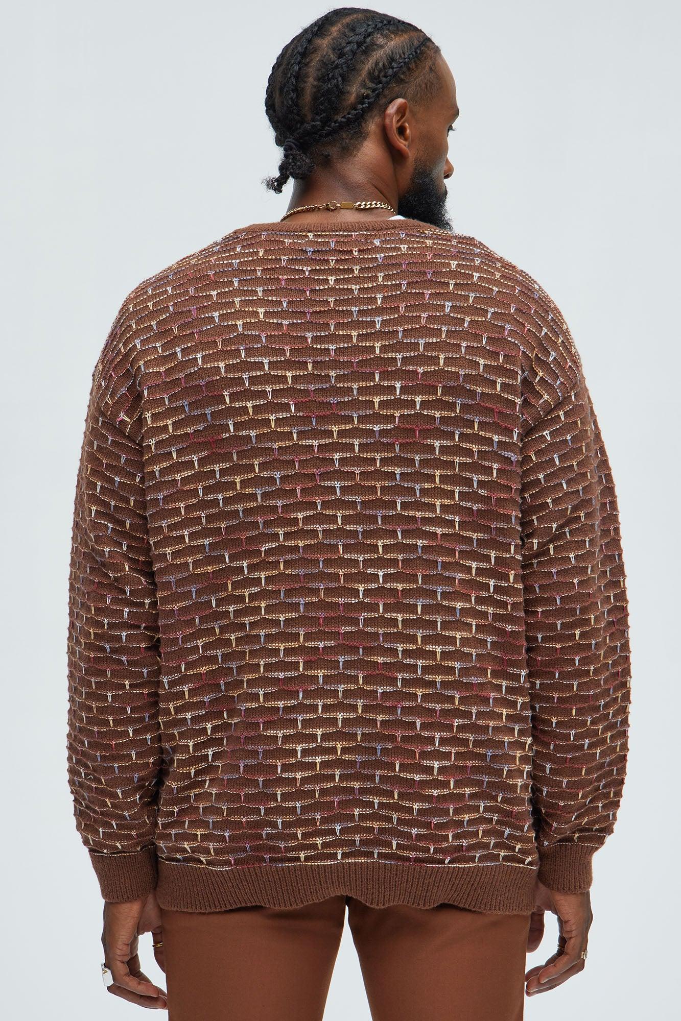 Know Your Worth Textured Sweater - Brown Combo Product Image