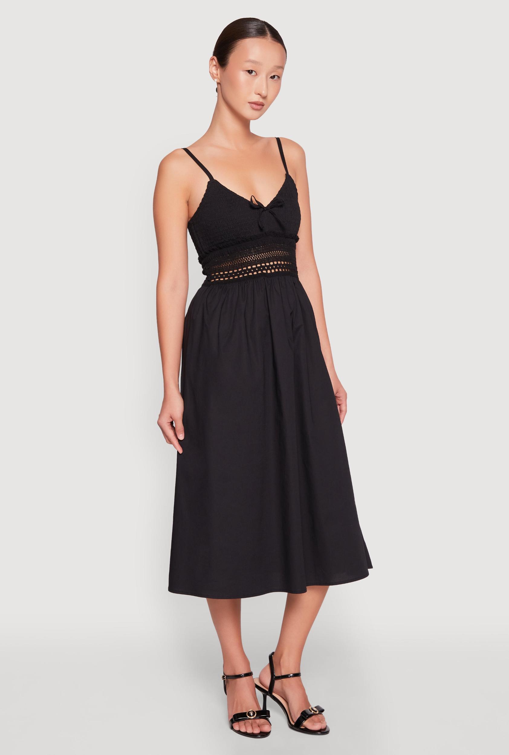 Womens Almost Famous Crochet Empire Waist Midi Dress Product Image