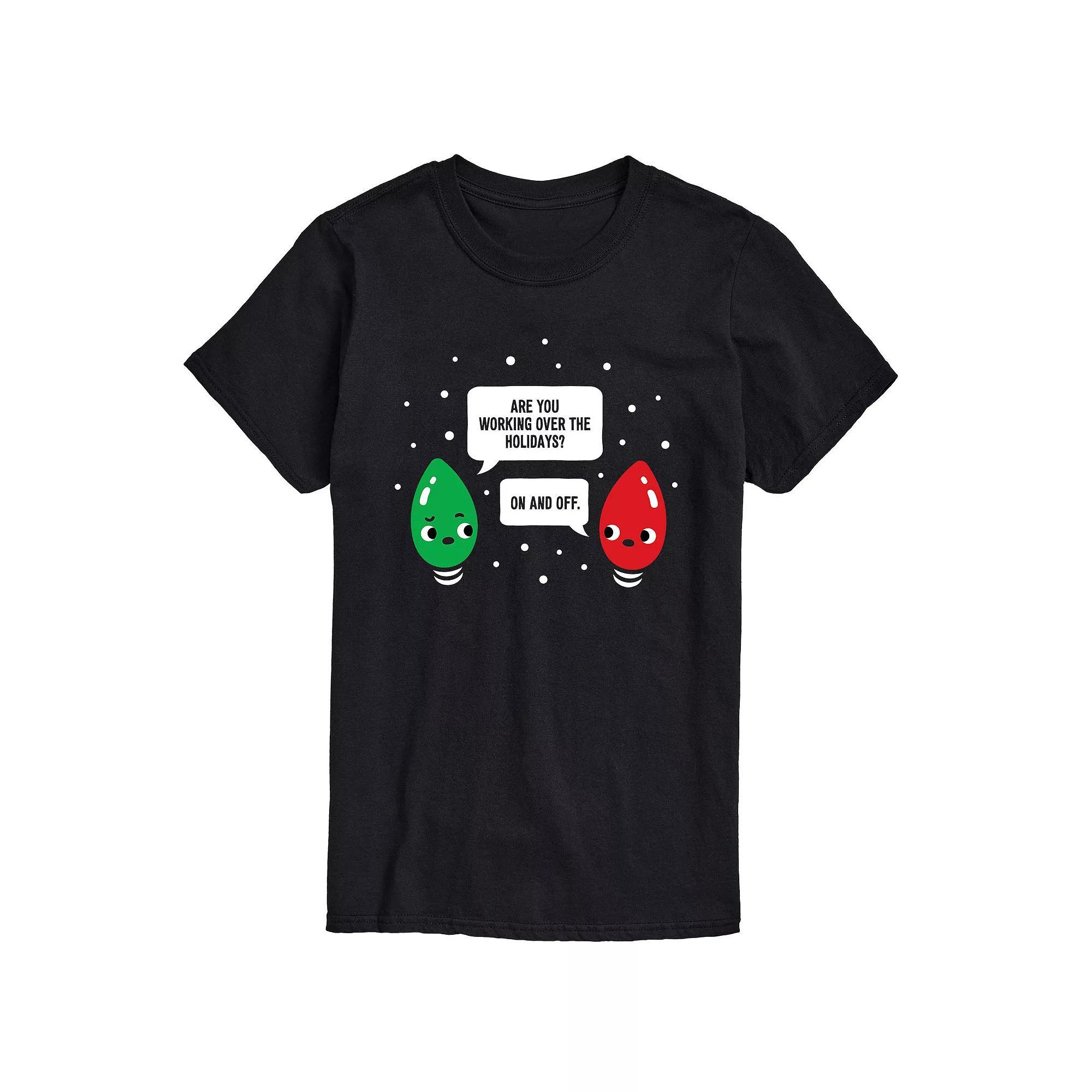 Big & Tall Working Christmas Bulbs Graphic Tee, Mens Product Image