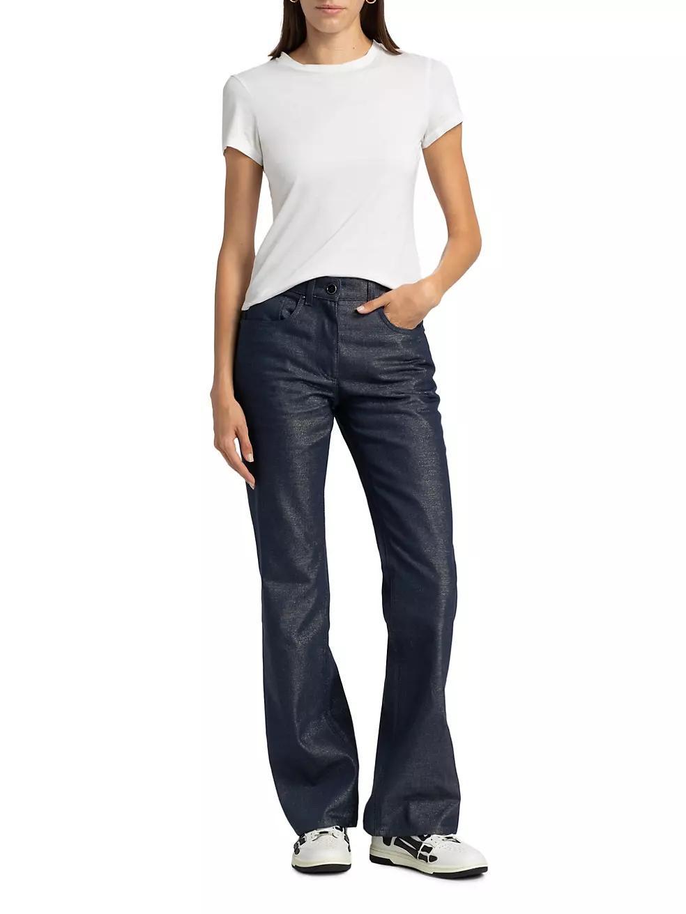 Metallic Denim Pants Product Image