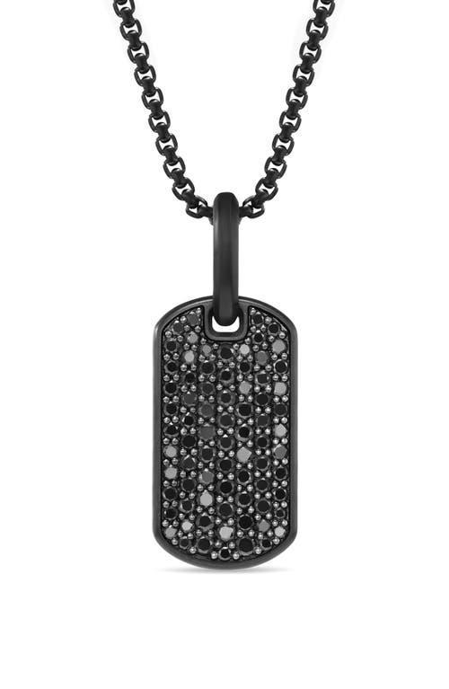 Mens Chevron Tag in Black Titanium with Sterling Silver with Black Diamonds, 21mm Product Image