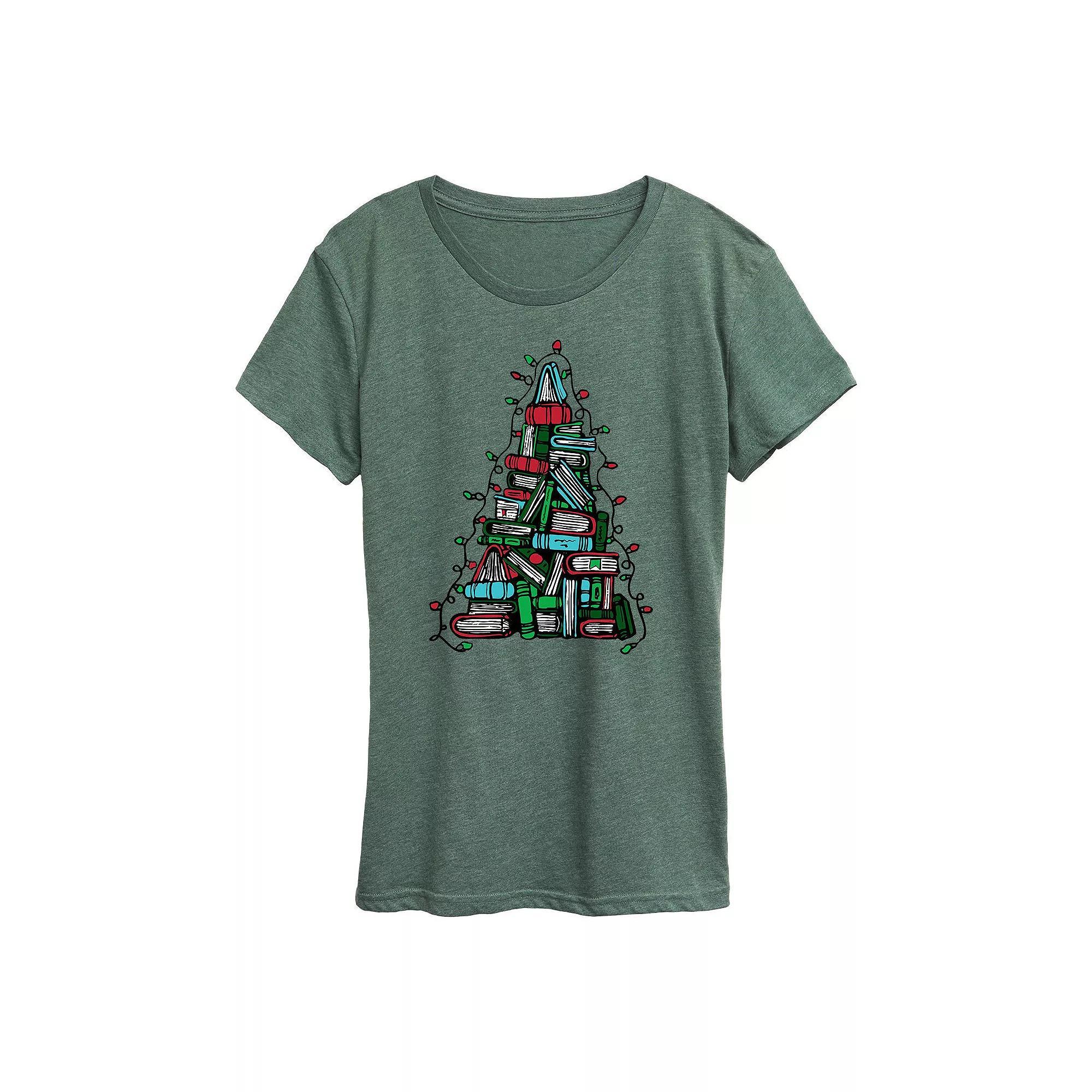 Plus Book Christmas Tree Graphic Tee, Womens Product Image