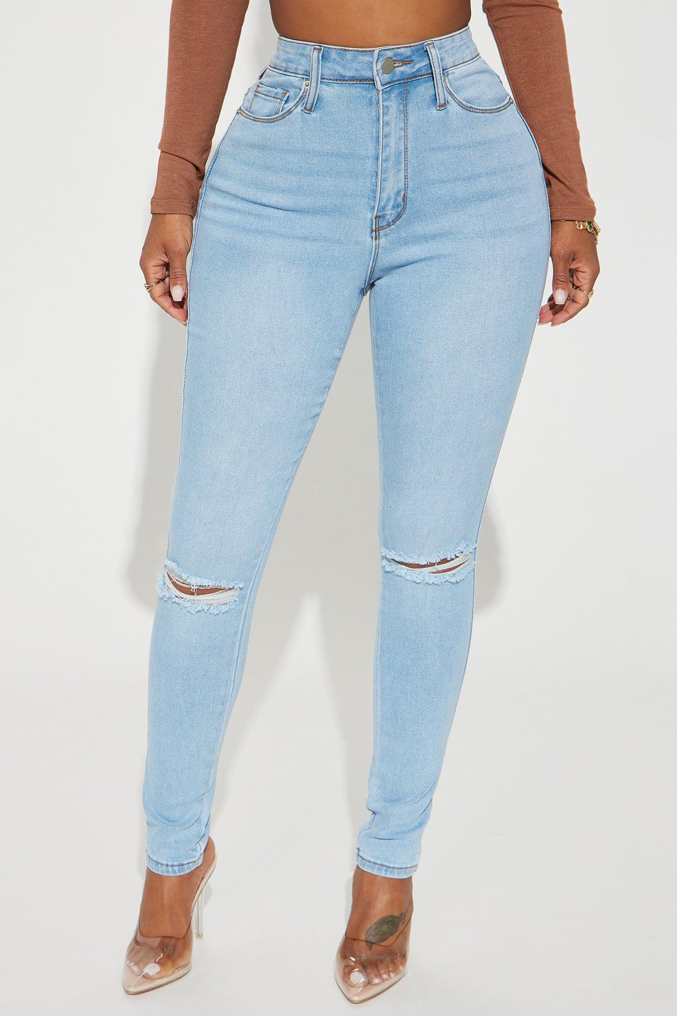 Here We Are Ripped Stretch Skinny Jeans - Light Wash Product Image