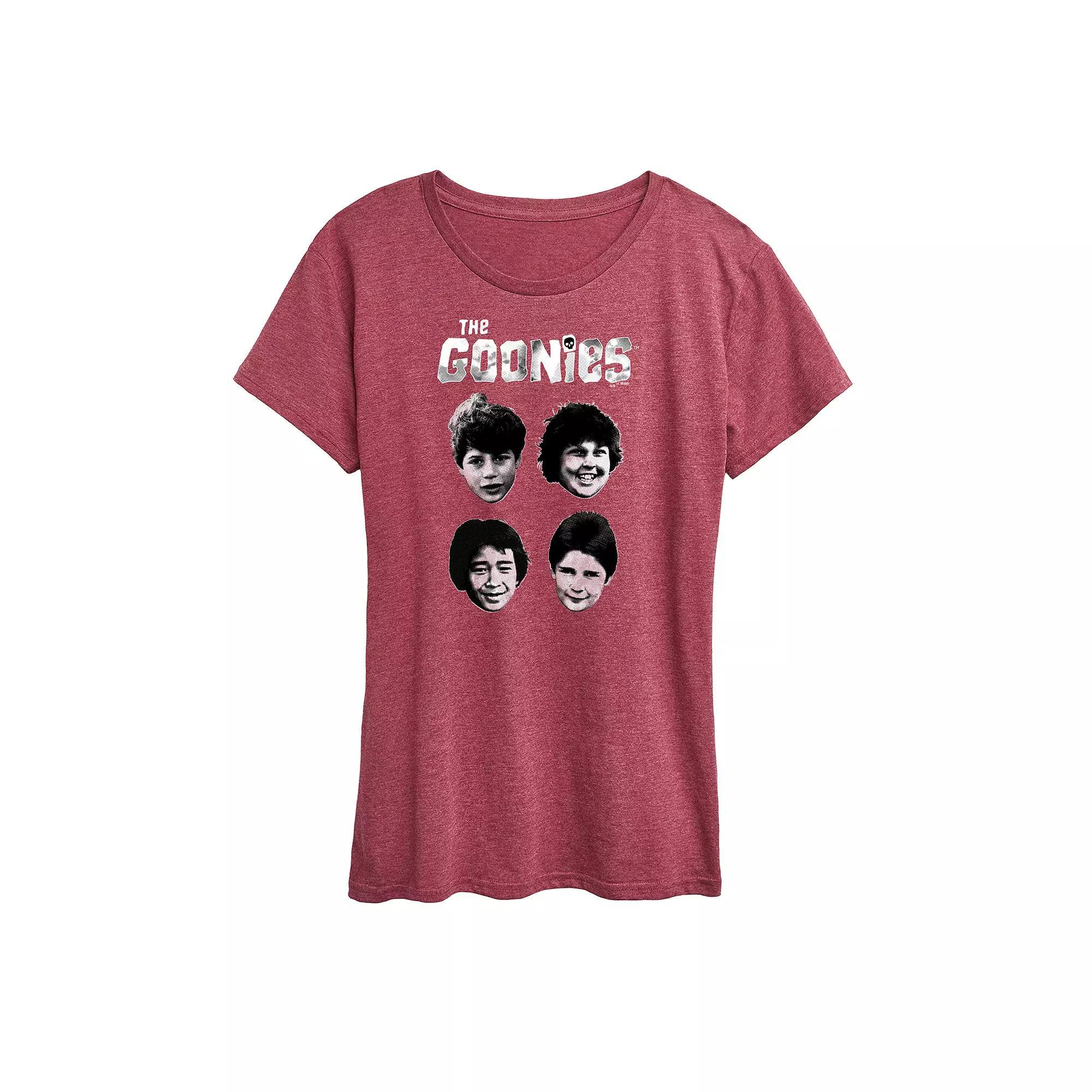Womens The Goonies Face Grid Graphic Tee Grey Dark Red Product Image