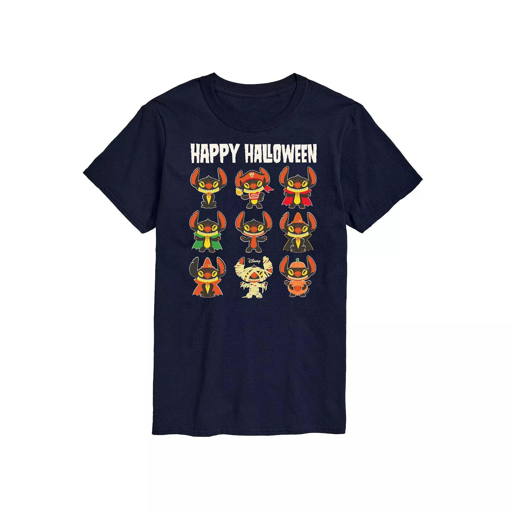 Disneys Lilo & Stitch Mens Happy Halloween Tee Blue Product Image