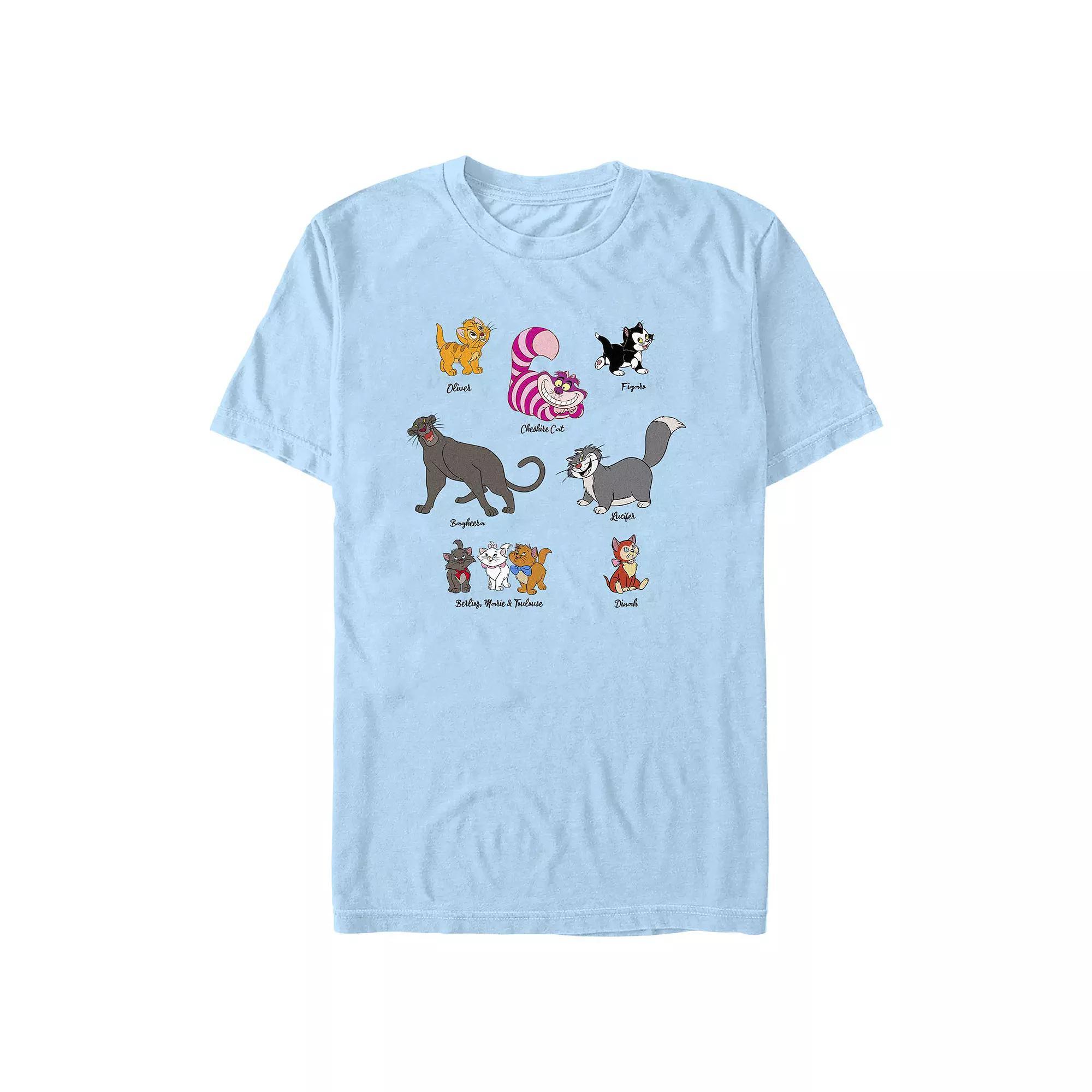 Disney's Multi-Franchise Cast Cats Men's Graphic Tee, Size: Medium, Light Blue Product Image
