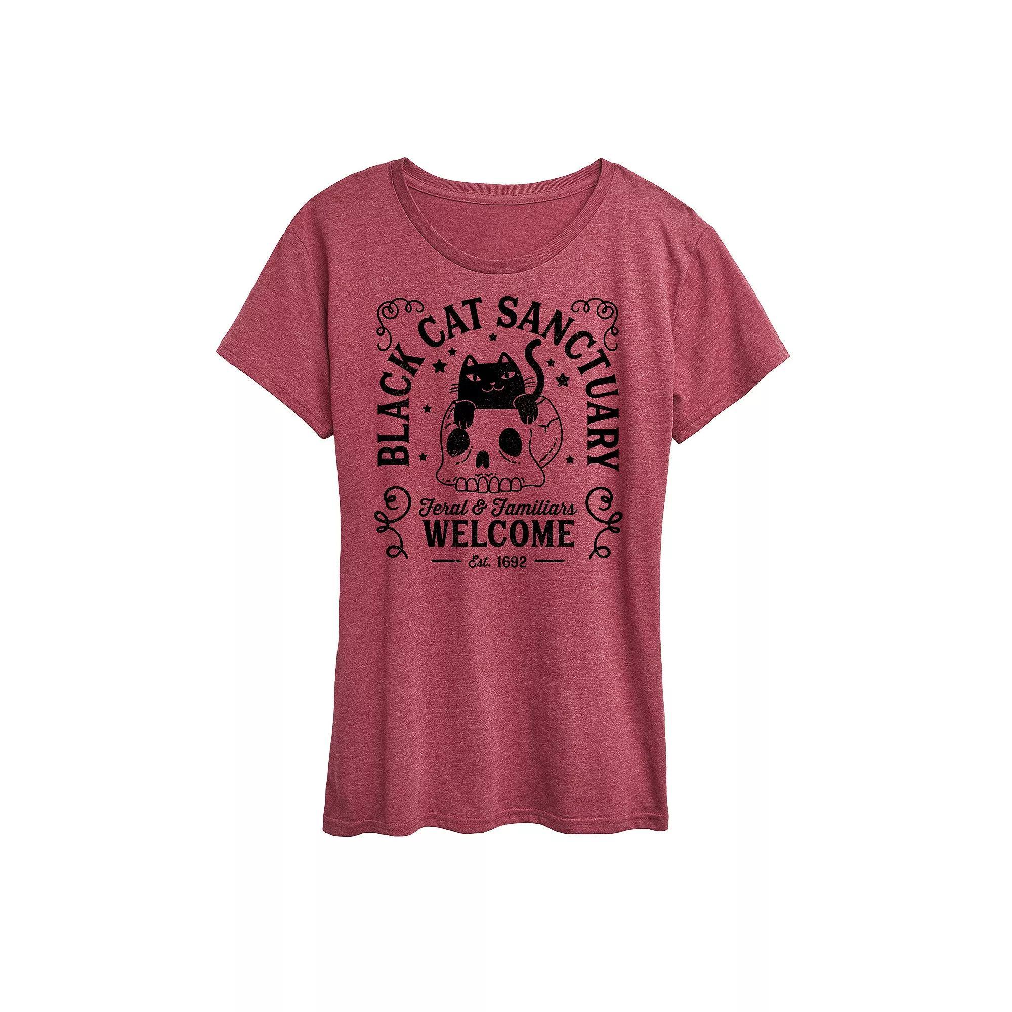 Womens Black Cat Sanctuary Graphic Tee Grey Wine Product Image