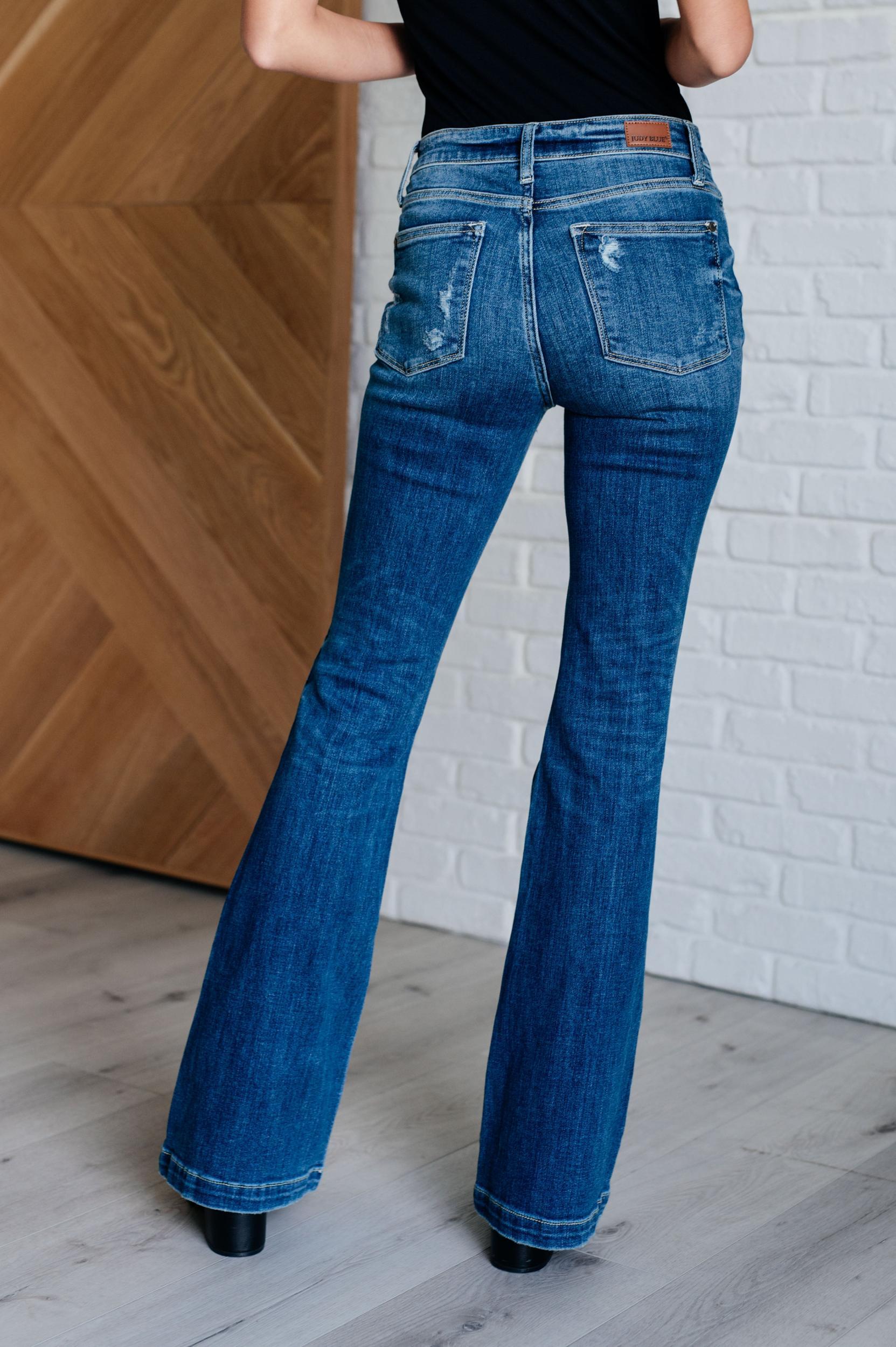Gabriella Mid Rise Distressed Button Fly Flare (Online Exclusive) Product Image