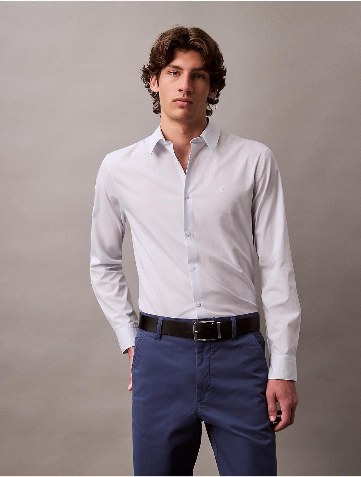 Calvin Klein Men's Slim Stretch Button-Down Shirt - Grey - S Product Image