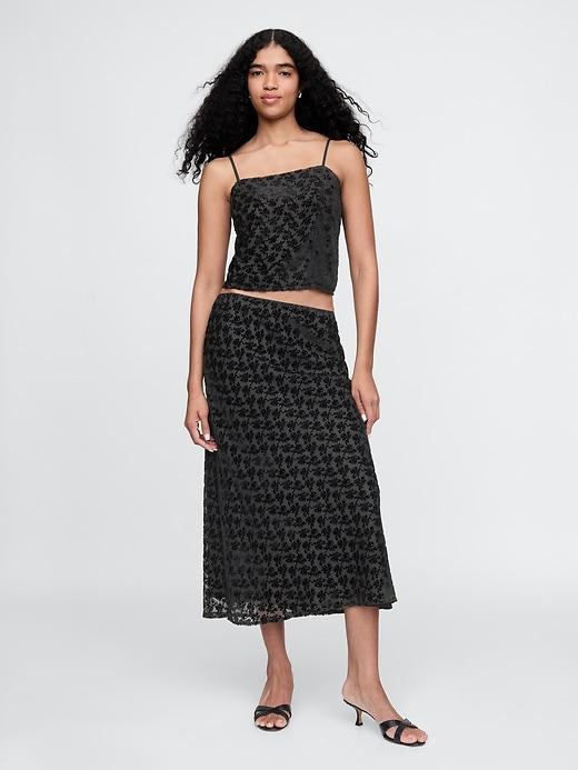 Burnout Velvet Midi Skirt Product Image