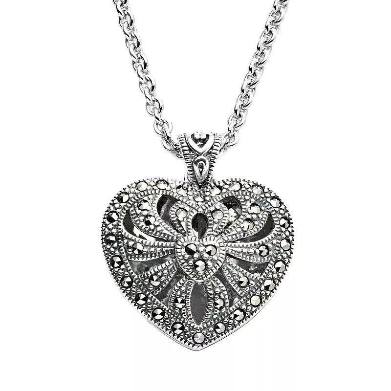 Lavish by TJM Sterling Silver Openwork Heart Locket, Women's Product Image